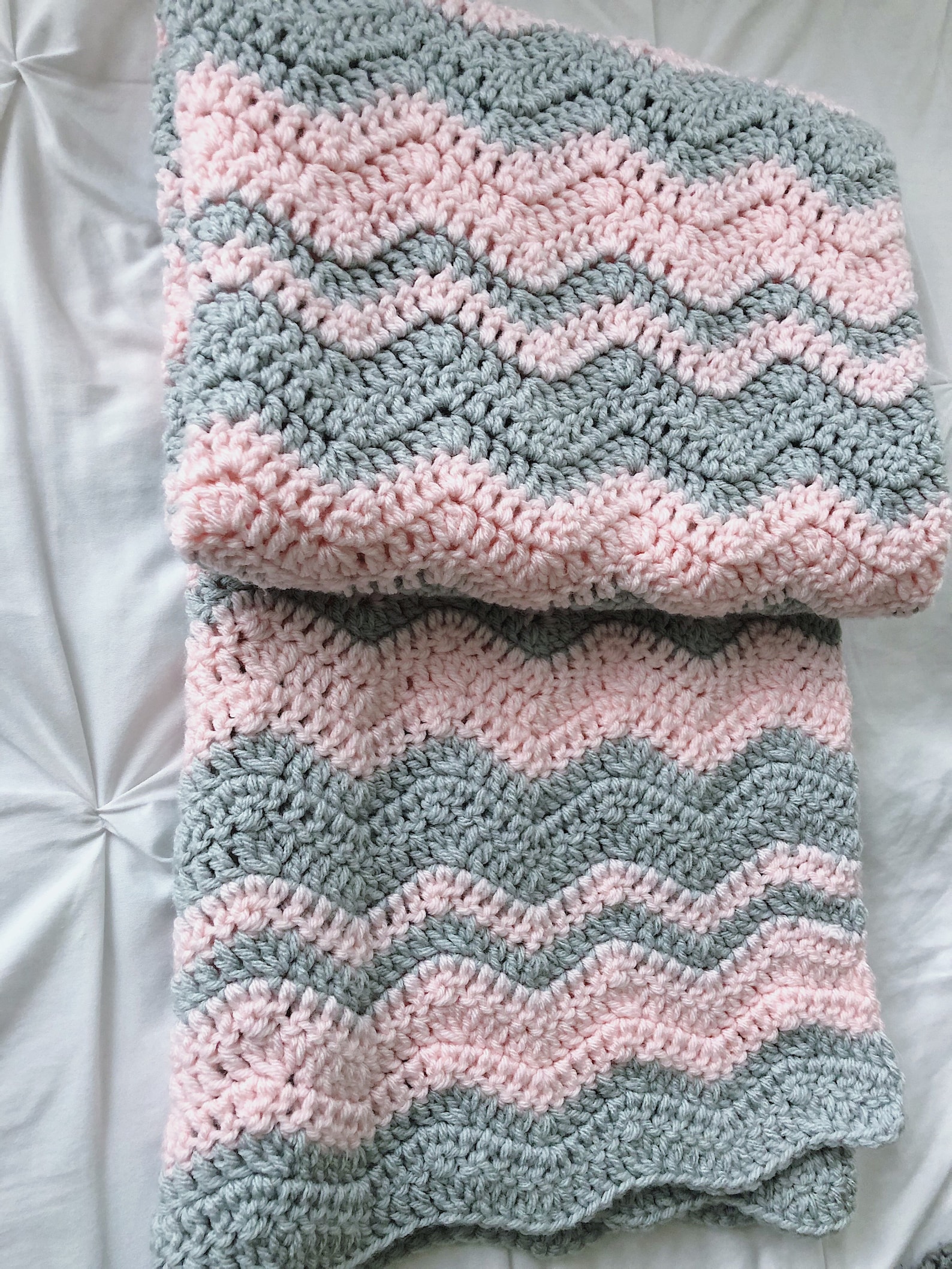 Crochet Baby Blanket Pink and Gray Crochet Baby Blanket Etsy