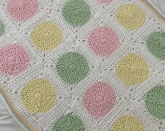 Custom Granny Square Crochet Baby Blanket: Acrylic, Personalized Colors in circles