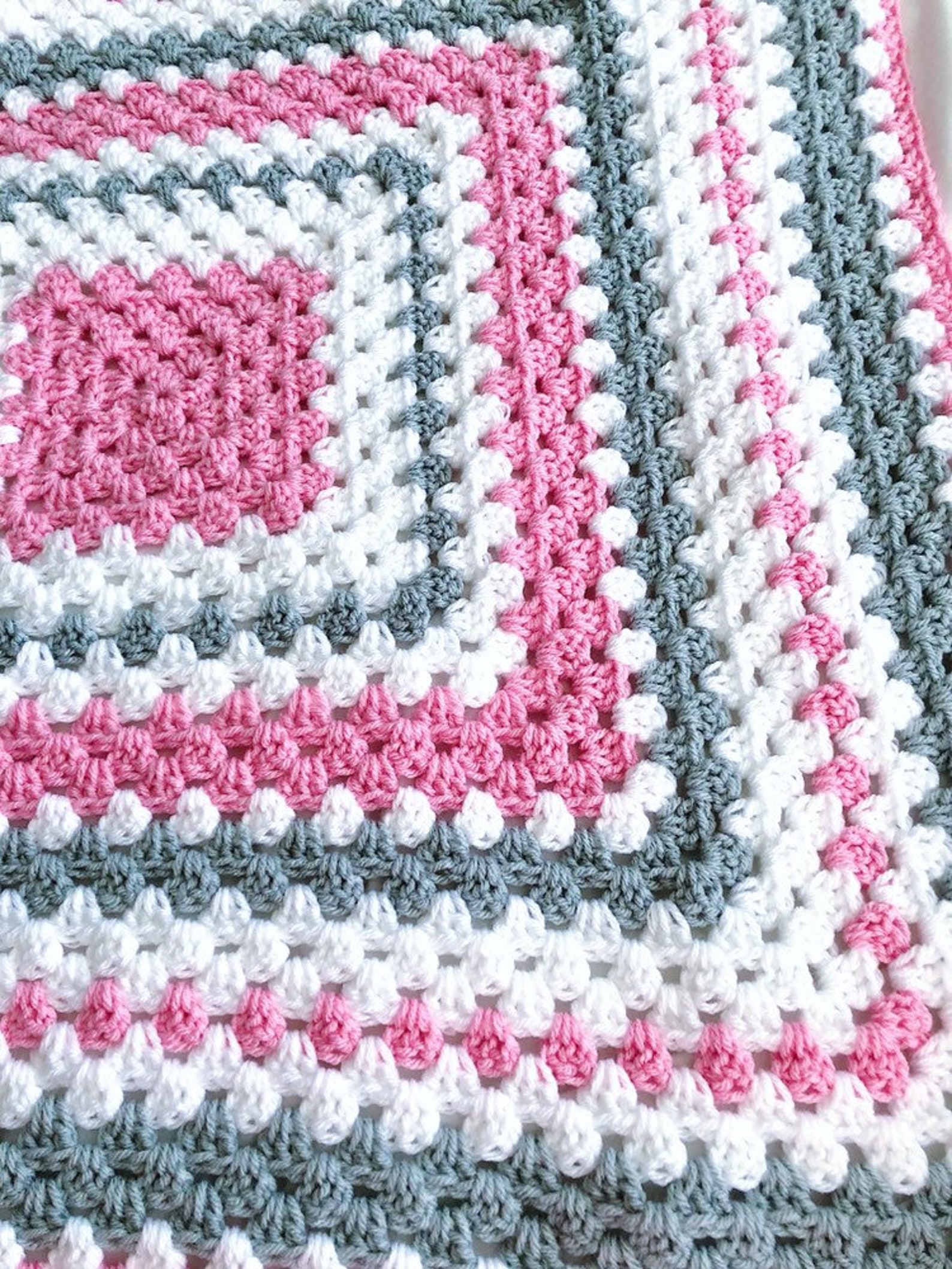 Twins Crochet Baby Blankets Pink/blue Gray and White Granny Etsy