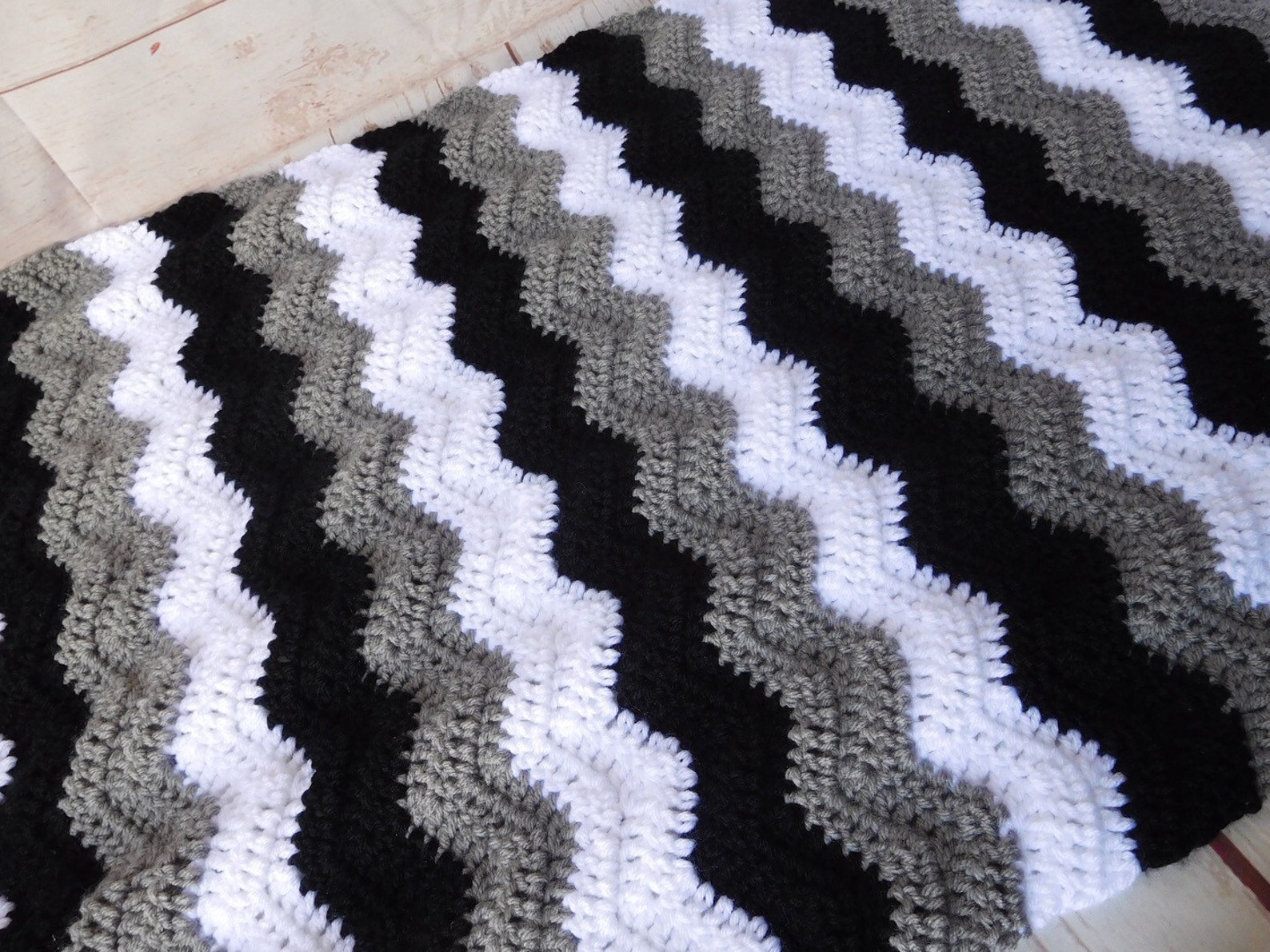 Crochet Baby Blanket Baby Boy Blanket Black Grey and Etsy