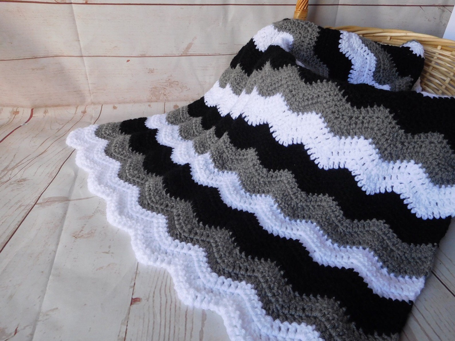 Crochet Baby Blanket Baby Boy Blanket Black Grey and Etsy