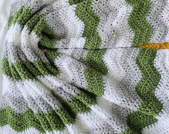 crochet baby blanket - Crochet baby blanket sage green, gray and white ,  sage green baby blanket, green crochet baby blanket  blanket