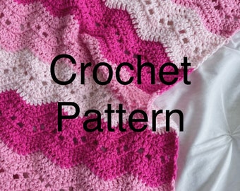 Pink Lacy Ripple Crochet Baby Blanket Pattern (PDF Pattern)