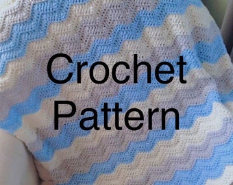 Crochet Ripple baby blanket PATTERN - ripple crochet pattern blanket - baby blanket crochet - baby crochet blanket