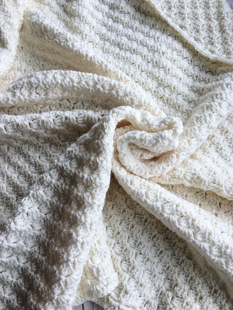 Crochet Baby Blanket Ivory Crocheted Blanket Ivory Baby Etsy