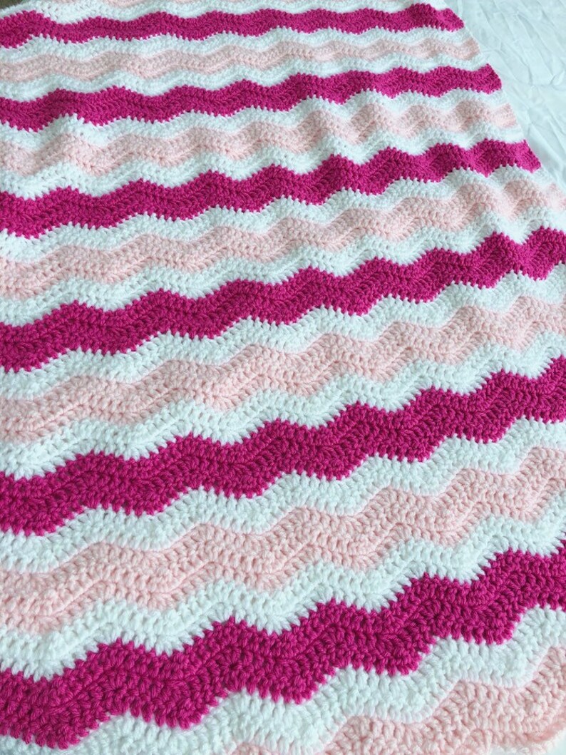 Crochet Baby Blanket Pink and Hot Pink Crochet Baby Blanket Etsy