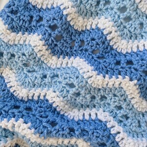 Crochet Baby Blanket - Blue Ripple Afghan, Baby Shower Gift - Etsy