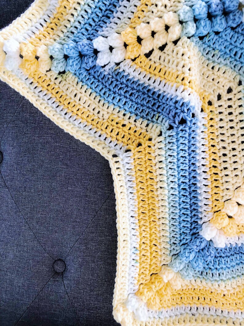 Crochet Baby Blanket Crochet Star Blanket Blue and Yellow Etsy