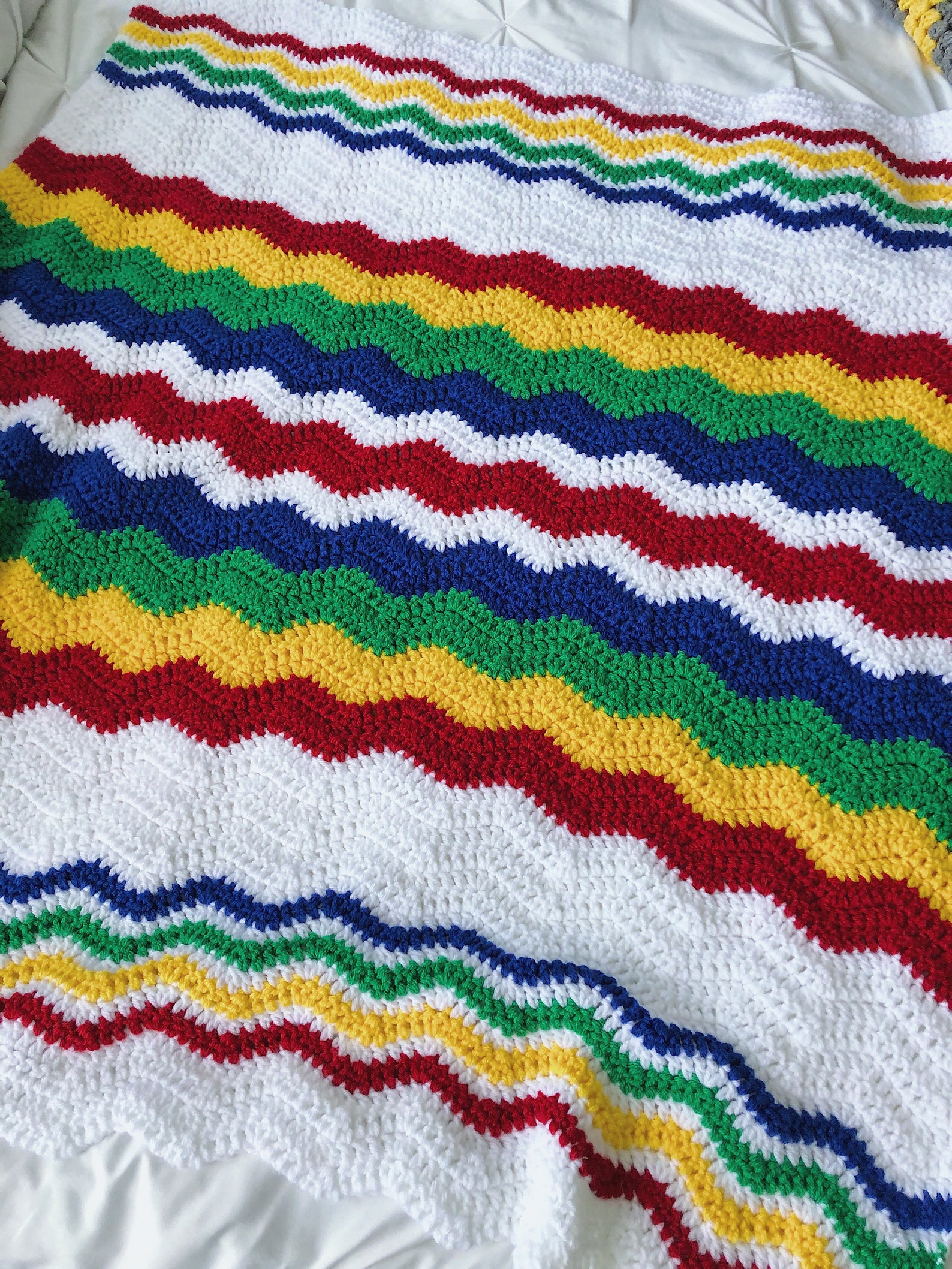 Crochet Baby Blanket Primary Colors Baby Blanket Gender Etsy