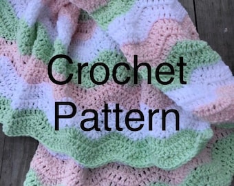 Crochet Ripple baby blanket PATTERN - ripple crochet pattern blanket - baby blanket crochet - baby crochet blanket