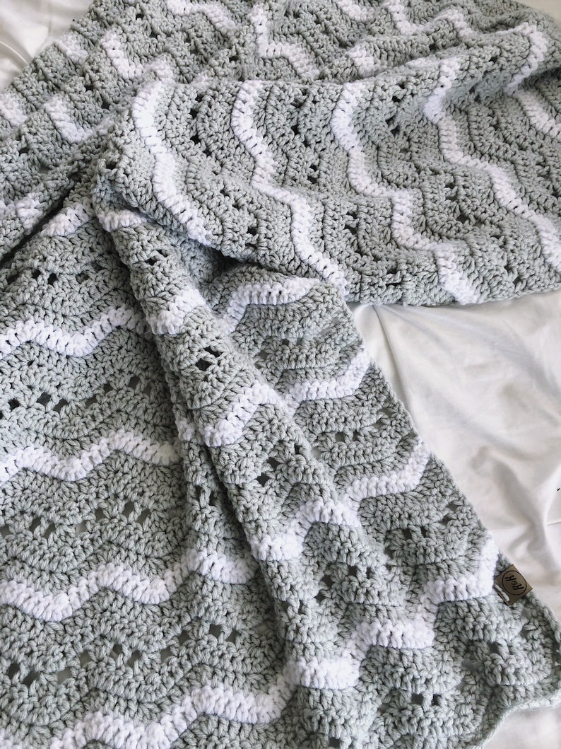 Crochet Baby Blanket Gray and White Baby Blanket Baby Etsy