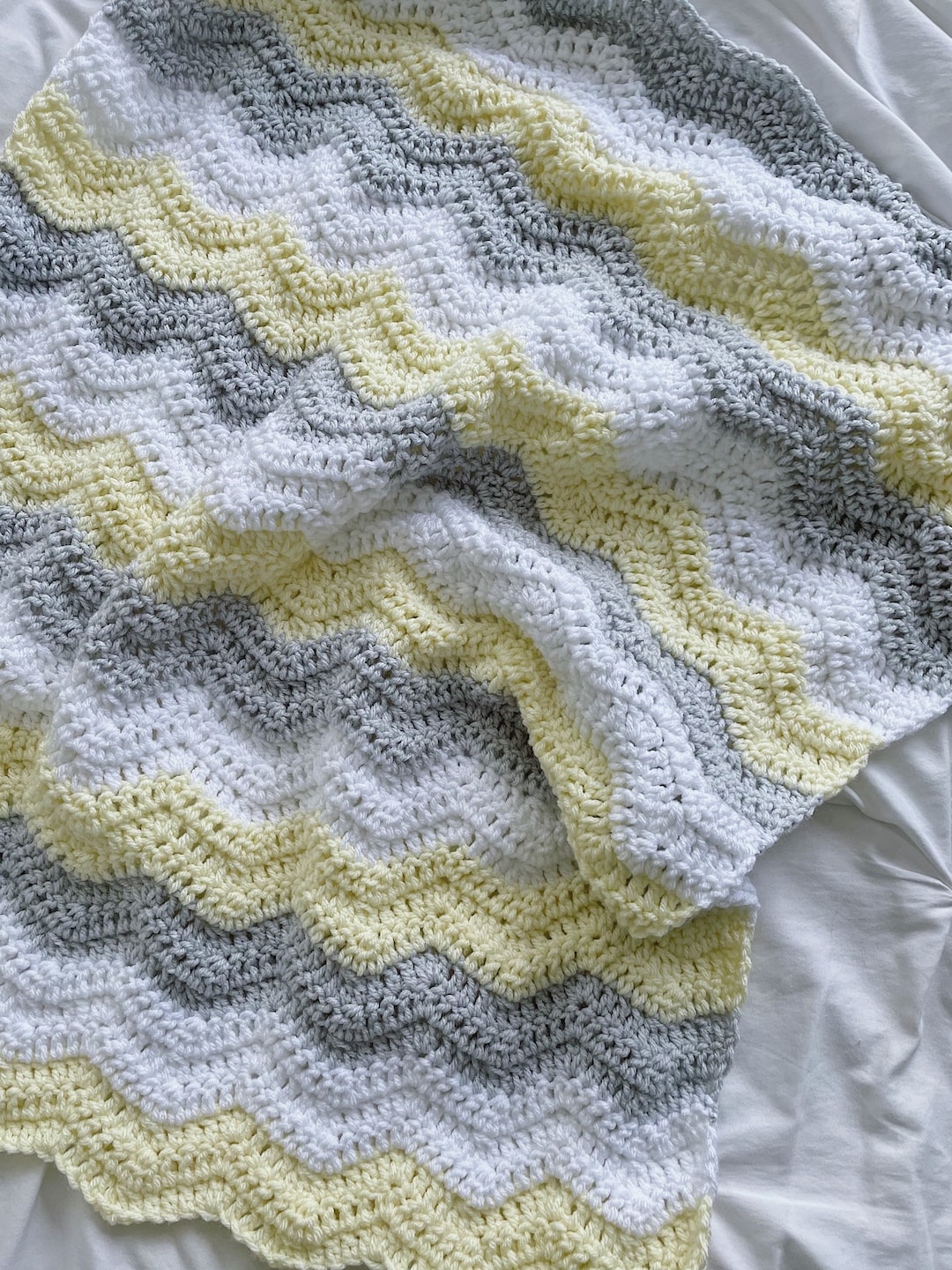 Crochet Baby Blanket Yellow Baby Blanket Yellow Gray White Blanket Baby Shower Gift Boy Girl Nursery Decor Etsy Canada