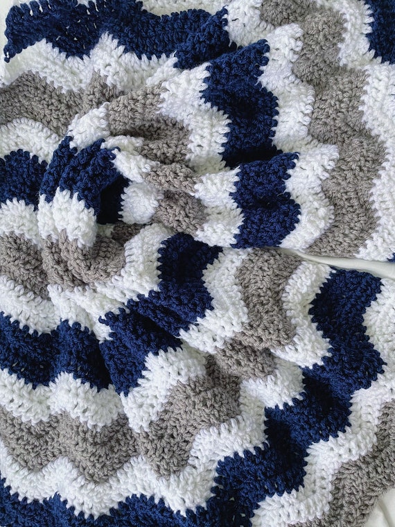 Navy and white baby cheap blanket