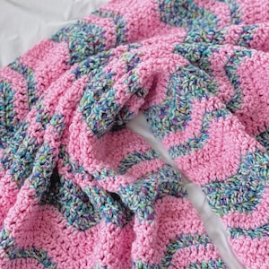 Pink Crochet Baby Blanket: Soft Acrylic Knit Nursery Afghan