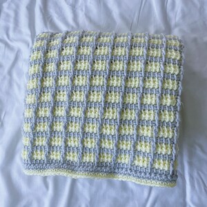 Crochet baby blanket Tunisian crochet baby blanket yellow baby blanket Yellow and gray baby blanket yellow blanket tunisian blocks image 6