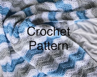 Crochet Ripple baby blue and Gray blanket PATTERN - ripple crochet pattern blanket - baby blanket crochet - baby crochet blanket