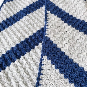 Crochet baby blanket gray and blue striped crocheted blanket blue and grey baby afghan nursery decor c2c image 6
