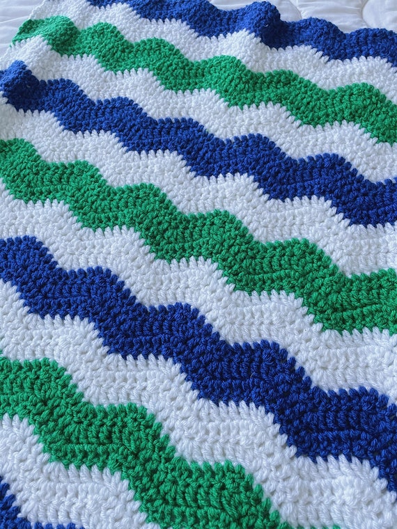 Crochet Baby Blanket Blue and Green Crochet Baby Blanket Blue