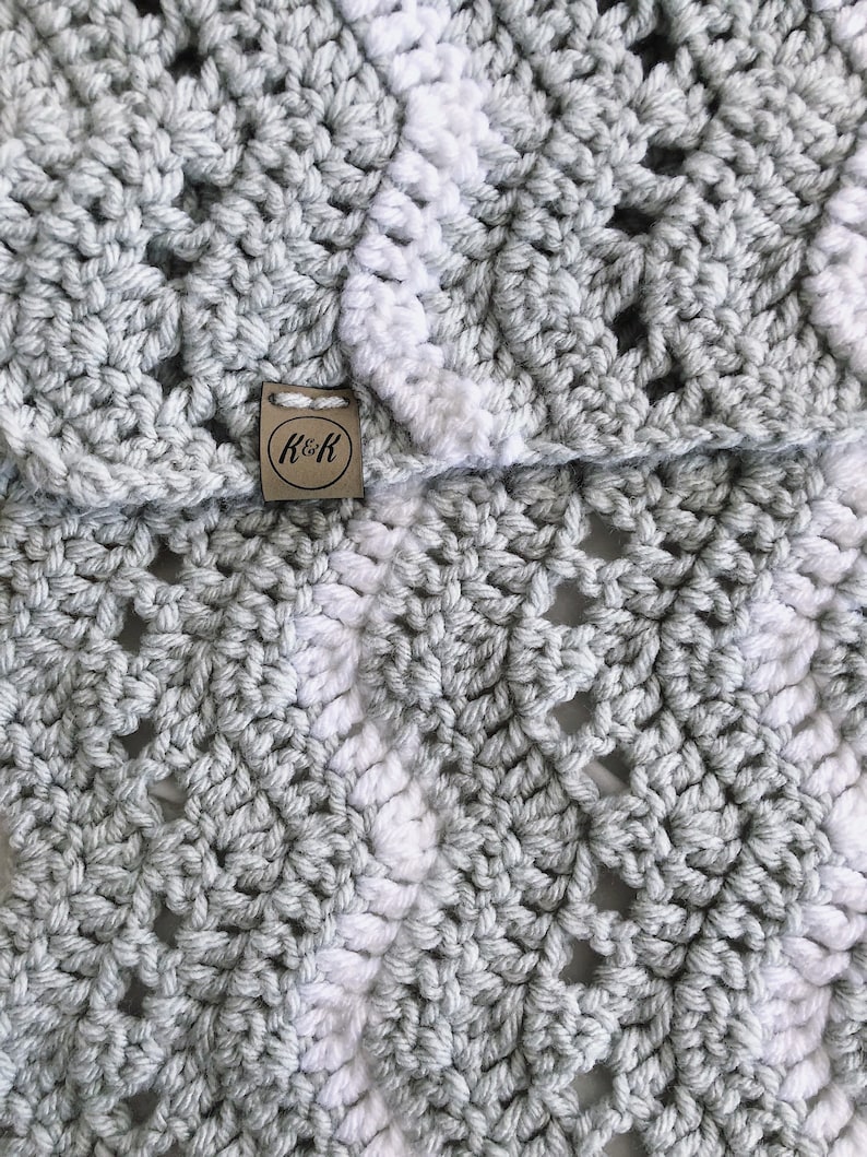 Crochet Baby Blanket Gray and White Baby Blanket Baby Etsy