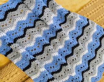 Crochet baby blanket - baby blanket Crochet  -  blue baby blanket - blue gray crochet blanket - knit baby afghan - nursery decor - baby boy