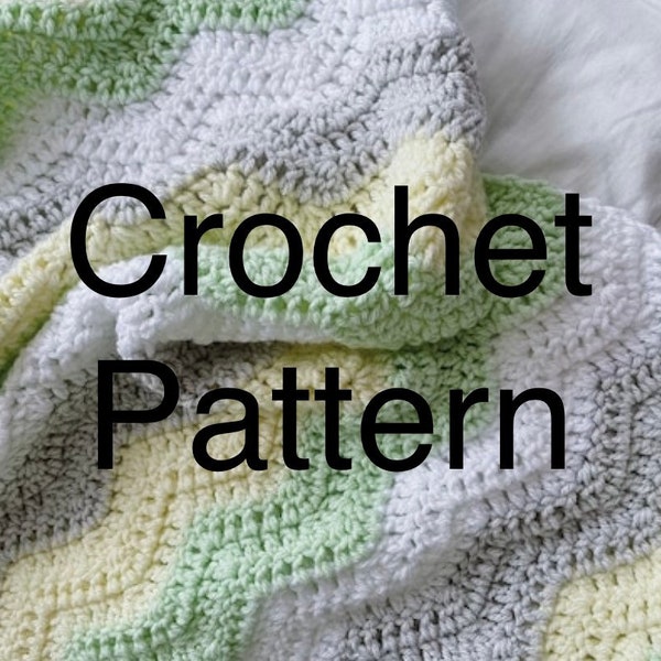 Crochet Ripple baby blanket PATTERN - ripple crochet pattern blanket - baby blanket crochet - baby crochet blanket