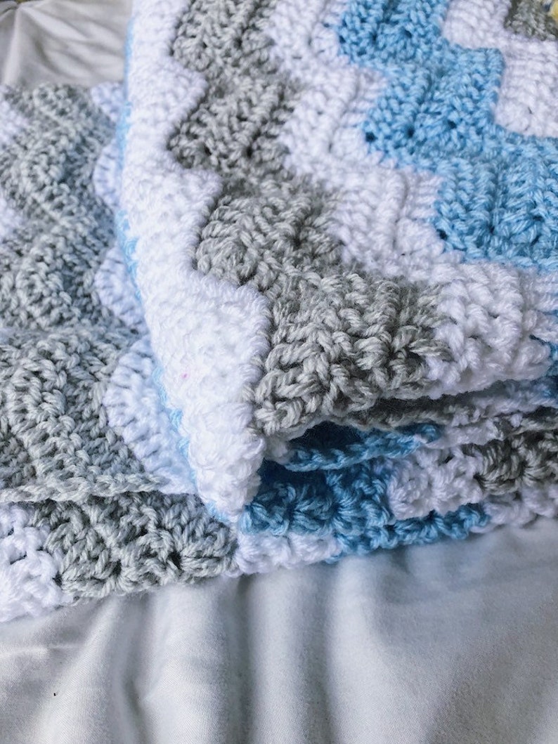 Twins Crochet Baby Blankets Pink/blue Gray and White Ripple Etsy