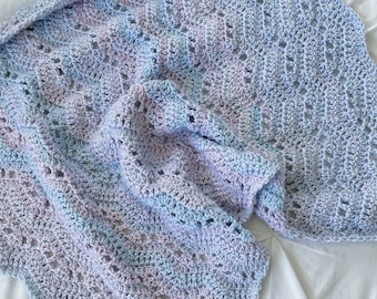 Crochet baby blanket - Pastels lacyripple crochet baby blanket, crochet baby blanket, ripple blanket, baby afghan, baby shower gift, newborn