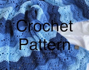 Blue crochet baby blanket PATTERN - The Axel Blanket lacy ripple crochet pattern blanket - baby blanket crochet - baby crochet blanket