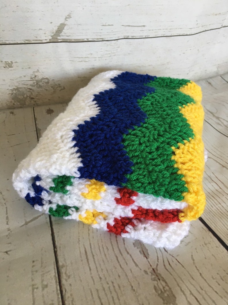 Crochet baby blanket primary colors baby blanket gender Etsy