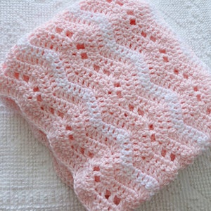 Crochet baby blanket, baby afghan, pink baby blanket, baby shower gift, newborn blanket, baby girl blanket, white and pink