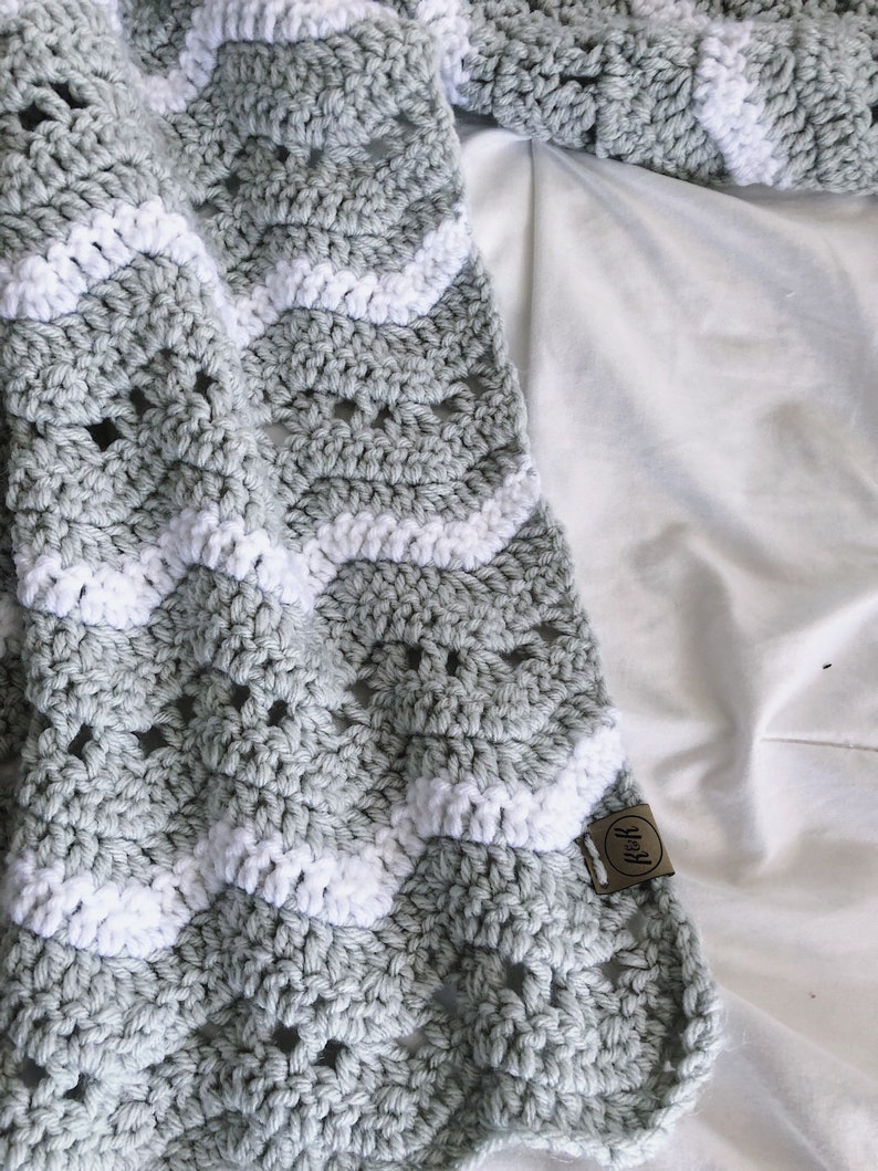 Crochet Baby Blanket Gray and White Baby Blanket Baby Etsy