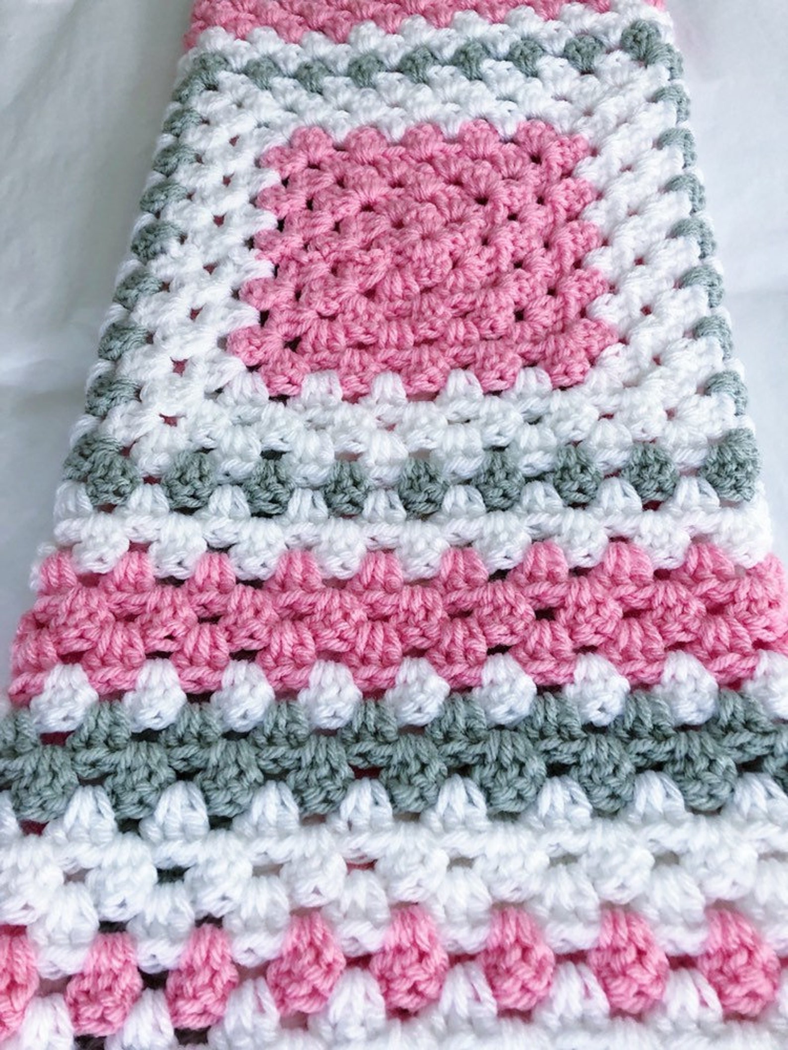 Twins Crochet Baby Blankets Pink/blue Gray and White Granny Etsy