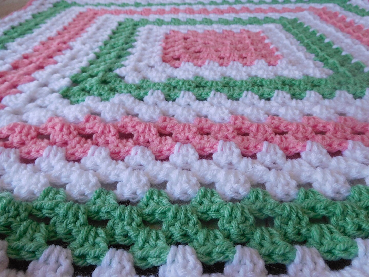 Crochet Baby Blanket Mint Green and Pink Baby Girl Crochet Blanket Pink and Mint Granny Square Blanket Etsy