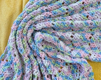 Colorful Crochet Ripple Baby Blanket - Acrylic Baby Afghan