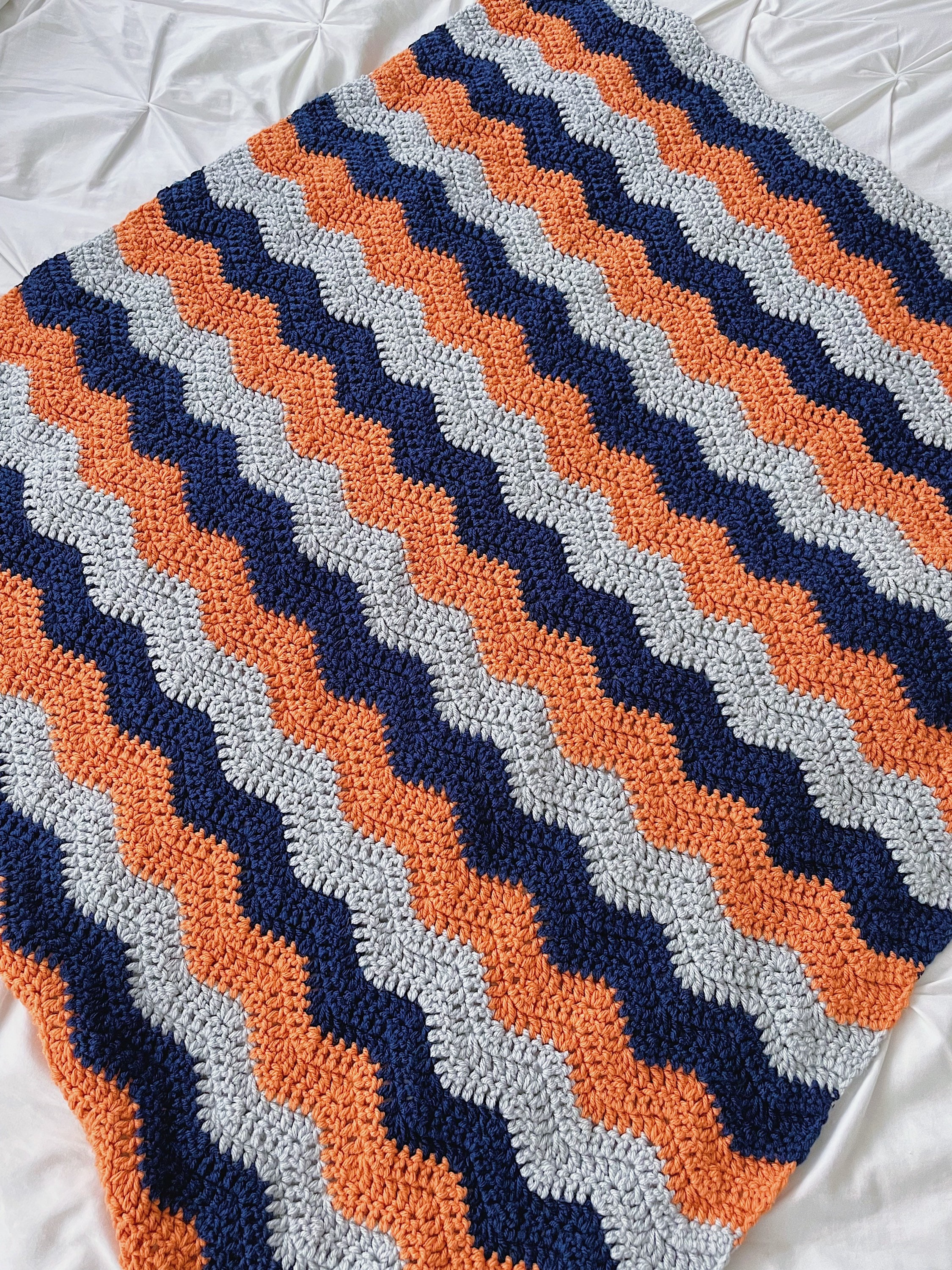 Jeté/couverture Bébé Afghan Fait Main 33x35 Pouces - Multicolore Bleu, Marine, Marron, Gris