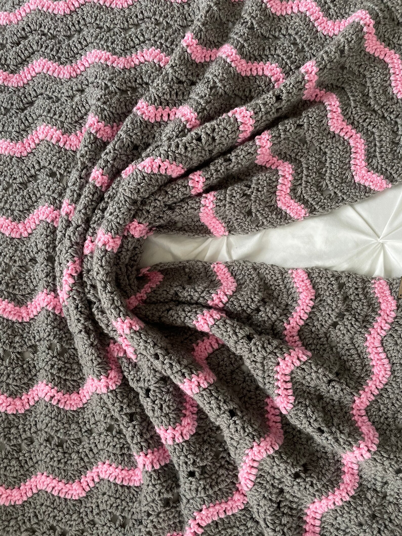 Crochet Baby Blanket Pink and Grey Crochet Baby Blanket Etsy