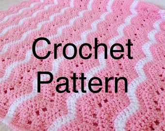 Lacy Ripple Crochet Baby Blanket Pattern: Pink & White (PDF Pattern)
