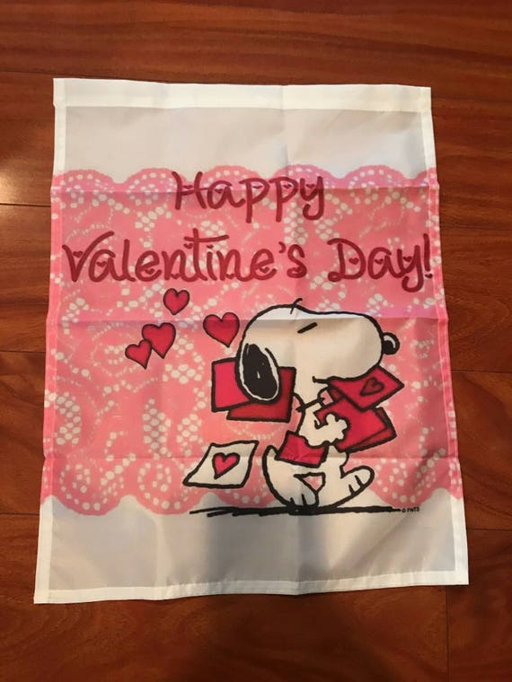 Peanuts Snoopy Happy Valentine S Day Garden Flag 1418 Etsy