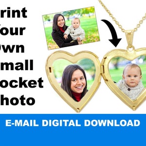 Print Your Own Small Photo Sizes For Your Locket, Pendant, Photo Gift.  Your Picture Is Shrunk To Fit Any Locket And Emailed To You