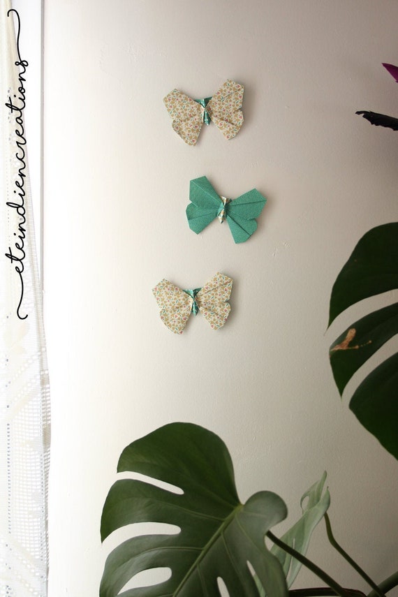 Lot Of 3 Decorative Origami Butterflies Origami Wall Etsy