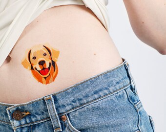 2 large GOLDEN RETRIEVER temporary tattoo pack | Dog temporary tattoo | Temporary tattoo dog