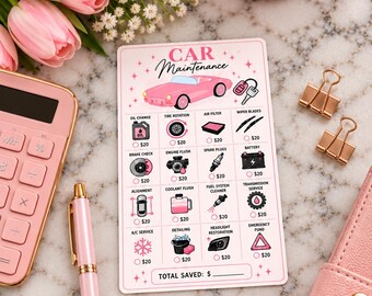 Mini sized Car Maintenance |Girly| Glossy Laminated| Cash Tracker| A6
