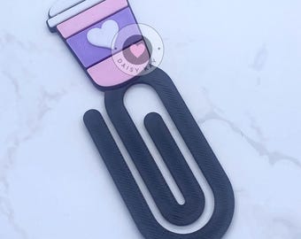 Coffee Cup With Heart Paper Clip - Cup Bookmark STL/3MF File: 3D Printing Download, Commercial Use