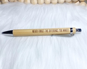 Never Forget The Difference You Make Pen & Pouch, Eco-Friendly Stationery, Carers Gift, Gifts For Nurse, Healthcare, Inspirational Pen