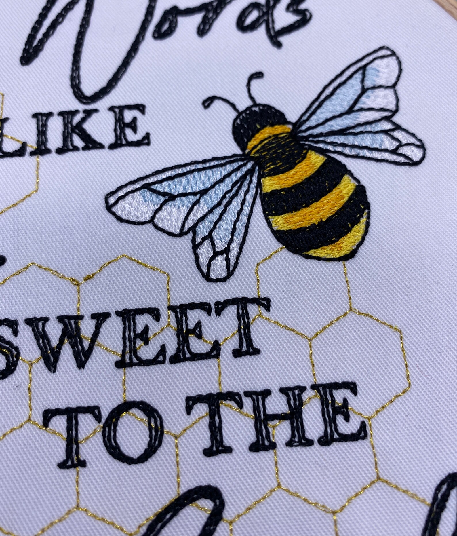 Kind words are like honey embroidery hoop art bee kind wall etsy