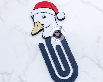 Christmas Duck With Santa Hat Paperclip / Bookmark 3D Printing STL & 3MF File Digital Download, Commercial Use