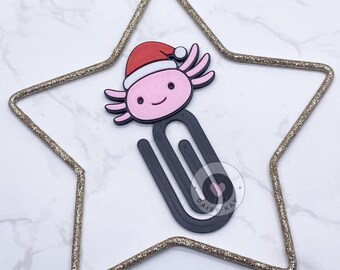 Christmas Axolotl Paper Clip / Axolotl Bookmark: 3D Printing STL & 3MF File Digital Download, Commercial Use