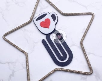 Heart Coffee Mug Paper clip / Coffee Cup Bookmark: 3D Printing STL & 3MF File Digital Download, Commercial Use