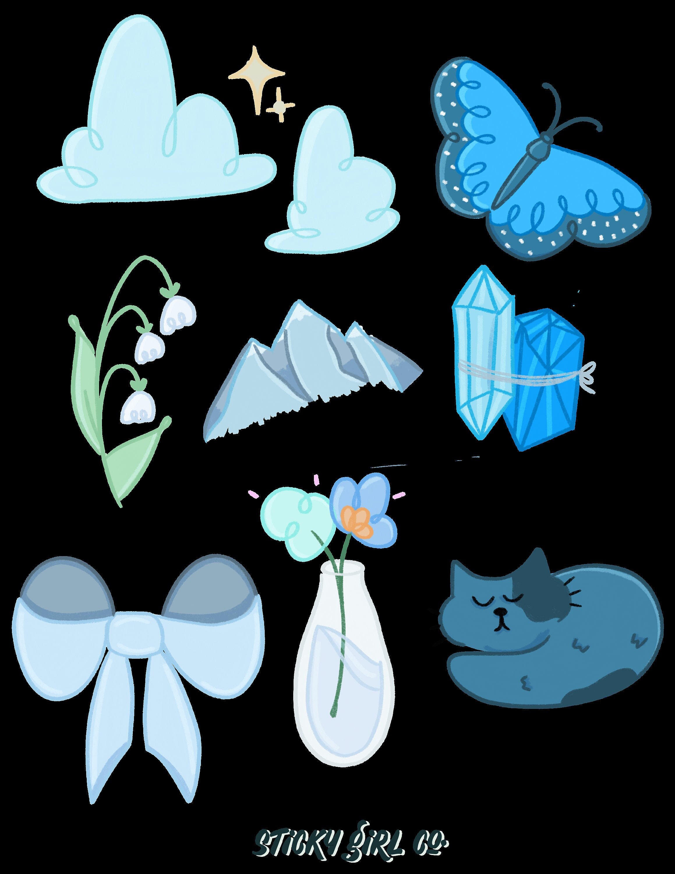 blue sticker sheet blue sticker pack cute sticker pack etsy