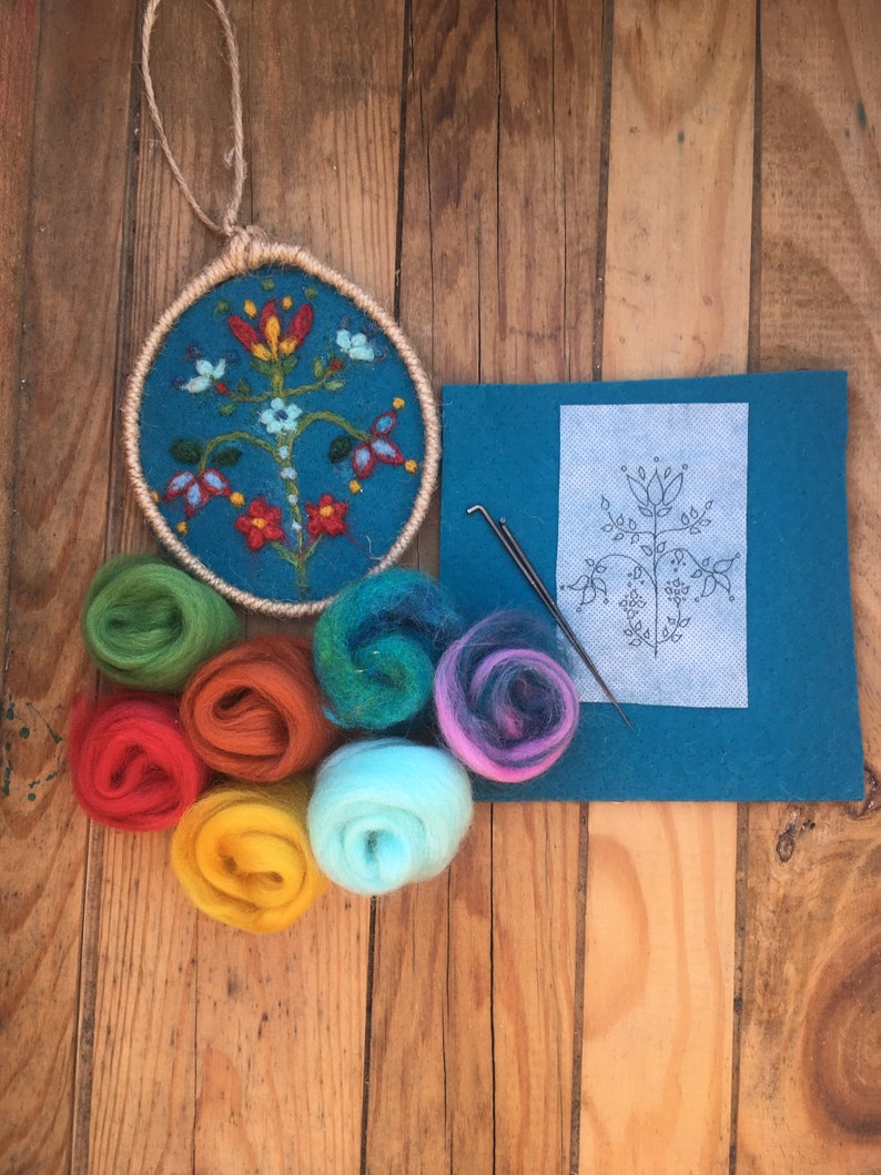 Needle felting kit folk art flower craft craft kit adult Etsy